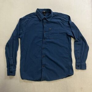 Volcom Flannel Shirt Men's Size Large Classic Fit Long Sleeve Blue Button Up